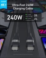 A8060H12 كابل أنكر زولو USB-C إلى USB-C بقوة 240 وات (1.8 متر/6 قدم) - أسود - Image 5