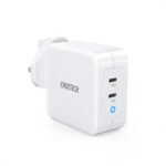 Choetech PD 100W GaN Dual USB-C UK شاحن مع كابل CC - أسود PD6008-UK-CCBK