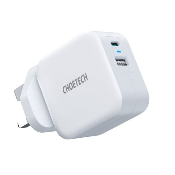 شاحن كوتيك 38 واط بمنفذين USB-C و USB-A مزدوج - أبيض