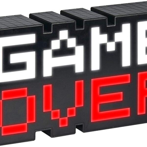 مصباح ديكور بضوء بيكسل، 8 بت، على شكل عبارة Game Over، قابل للتجميع، يتفاعل مع الصوت بألوان متغيرة