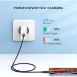 ⁦كابل UGREEN USB-C إلى Lightning بغطاء مطاطي بطول 2 متر (أسود) – US171 / US171-60752⁩ - الصورة ⁦2⁩