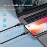 ⁦كابل UGREEN USB-C إلى Lightning بغطاء مطاطي بطول 2 متر (أسود) – US171 / US171-60752⁩ - الصورة ⁦3⁩