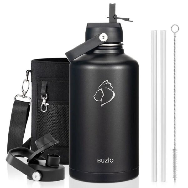 A 1.9-liter water bottle from the Pozio Duetto series, with two lids and a protective cover