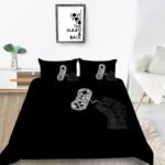 غطاء سرير ديمون بلاك بتصميم ألعاب كلاسيكي وعصري مميز مع ملاءة وغطاء وسادة - كينج وكوين وتوين وكامل وفردي ومزدوج
