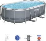 ⁦طقم مسبح بيضاوي بست واي مقاس ٤٫٢٧ متر × ٢٫٥٠ متر × ١٫٠٠ متر، يشمل المسبح، مضخة فلتر (٢٢٠–٢٤٠ فولت)، سلم، موزع مواد كيميائية، متوافق مع خرطوشة فلتر ٥٨٠٩٤ (٢٢٠–٢٤٠ فولت)، رقم الموديل ٥٦٦٢٠ (غير شامل التركيب)⁩ - الصورة ⁦2⁩