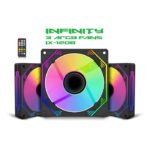 حافظة الكمبيوتر SHARX INFINITY، حزمة من 3 مراوح حافظة ARGB، أسود، 120 مم موديل IX-120B