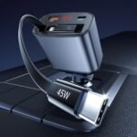 شاحن سيارة Choetech TC0033 بقدرة 105 واط مع كابل مدمج قابل للسحب – أسود - Image 9