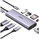 ⁦UGREEN USB-C إلى 2×USB 3.0+1×USB 2.0+2×HDMI 4K60 هرتز+RJ45(1000M)+SD+TF+PD (CM490 90119)⁩ - الصورة ⁦2⁩