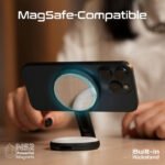 حلقة إضاءة ليد قابلة للدوران بالكامل بتصميم نحيف جدًا ومتوافقة مع ماج سيف قابلة لإعادة الشحن باللون الأسود - Image 5