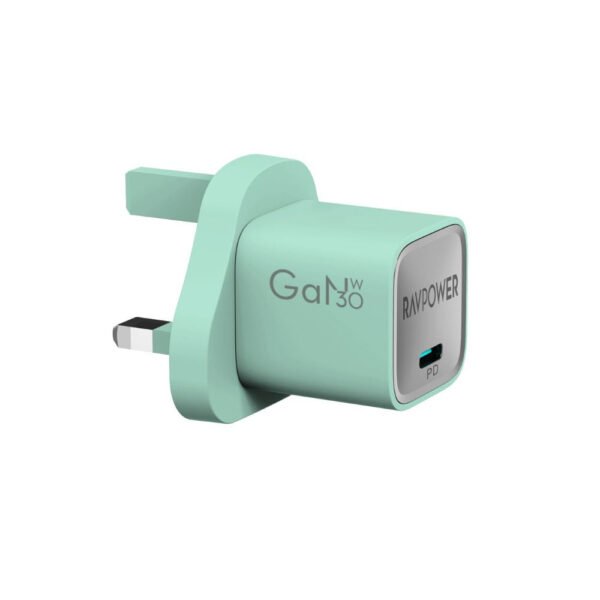 راف باور RP-PC1056 ميني شاحن USB-C GaN بقوة 30 واط اخضر— RP-PC1056G