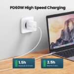⁦يوجرين USB 2.0 كابل USB-C إلى USB-C بقوة 60 واط غلاف ABS 1 متر أبيض — US264-60518⁩ - الصورة ⁦7⁩