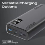⁦بروميت بنك الطاقة الذكي المدمج BOLT-20PD مزود بمنفذي USB-C بقوة 20 واط بتقنية الشحن السريع PD ومنفذي USB-A بقوة 22.5 واط - اسود⁩ - الصورة ⁦8⁩