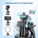 ⁦بروميت عصا سيلفي تلسكوبية بتتبع الوجه بالذكاء الاصطناعي مع قاعدة ثلاثية الفتح التلقائي • تتبع وجه بزاوية 360 درجة مع تحكم بالإيماءات - أسود⁩ - الصورة ⁦8⁩