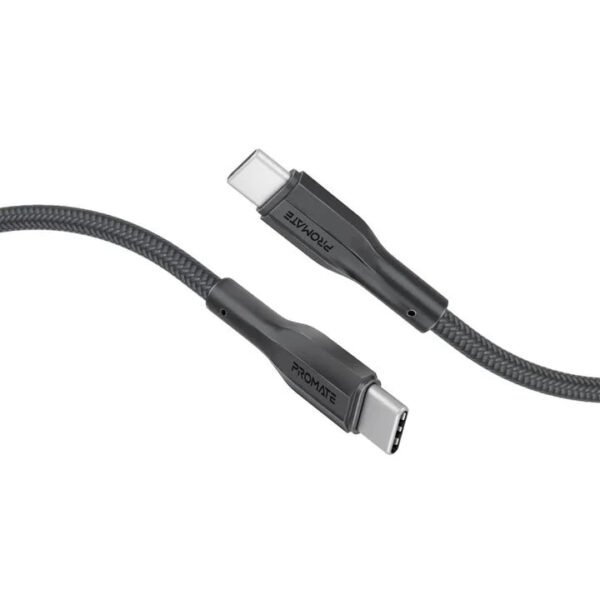 كابل بروميت فائق المرونة USB-C إلى USB-C بقدرة 60 واط، شحن قياسي 2A، بطول 3 أمتار - أسود