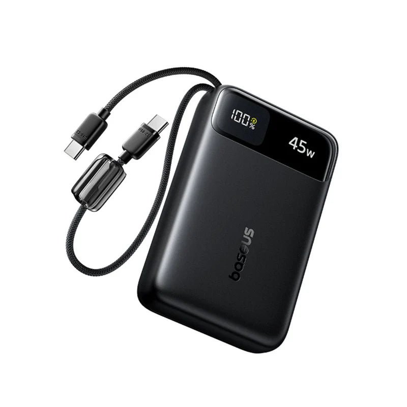woo-sync-1790301834090-553dc2 باور بانك بيسوس إنر فيل إف سي ١١ بشاشة رقمية وكابلي تايب سي مدمجين، بسعة ٢٠٠٠٠ مللي أمبير وقدرة ٤٥ واط – أسود كوني - الصورة 1