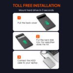 ⁦علبة موسيل لمحركات أقراص الحالة الصلبة SATA مقاس 2.5 بوصة - منفذ USB-C وUSB 3.0، سرعة نقل بيانات عالية تصل إلى 6 جيجابت في الثانية، سهلة التركيب بدون أدوات، علبة محمولة لمحركات الأقراص الصلبة/محركات أقراص الحالة الصلبة⁩ - الصورة ⁦4⁩