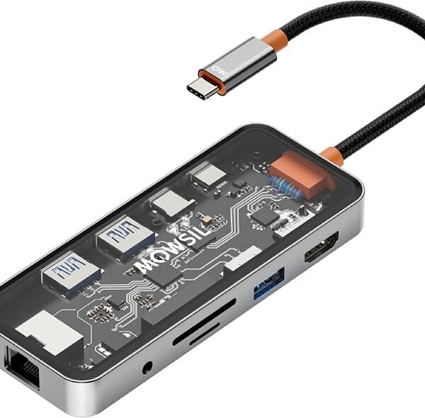 محطة إرساء موسيل 10 في 1 USB-C | شحن سريع بقدرة 100 واط | HDMI بدقة 4K 60 هرتز، RJ45، USB، SD/TF، ​​صوت | متوافقة مع MacBook و iPad