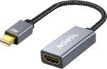 محول منفذ عرض مصغر من موسيل إلى HDMI - دقة 4K بمعدل 60 هرتز، مطلي بالذهب، سهل الاستخدام (التوصيل والتشغيل) لأجهزة ماك بوك والكمبيوتر الشخصي والتلفزيون