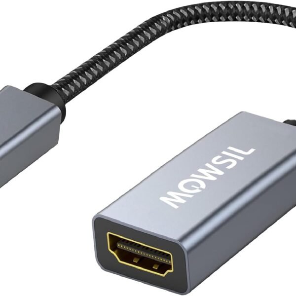 محول منفذ عرض مصغر من موسيل إلى HDMI - دقة 4K بمعدل 60 هرتز، مطلي بالذهب، سهل الاستخدام (التوصيل والتشغيل) لأجهزة ماك بوك والكمبيوتر الشخصي والتلفزيون