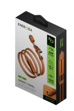 ⁦كابل Energea SHEATH TRAVEL، كابل 2 في 1 من نوع C إلى C + A، بسرعة 480 ميجابت في الثانية، وقوة 60 واط، وطول 1.2 متر - برتقالي⁩ - الصورة ⁦3⁩