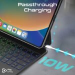 ⁦بروميت غطاء لوحة مفاتيح لاسلكي للآيباد بنمط فوليو مع إضاءة خلفية متعددة الألوان واتصال ذكي, أسود⁩ - الصورة ⁦9⁩
