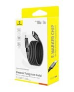 ⁦كابل Baseus Tungsten Gold الشحن المغناطيسي USB-C إلى USB-C 100 واط 1 متر - أسود⁩ - الصورة ⁦2⁩
