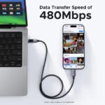 ⁦يوجرين Uno كابل شحن سريع USB-C إلى USB-C بقوة 100 واط 5 أمبير 2 متر أسود — L509-35512⁩ - الصورة ⁦5⁩