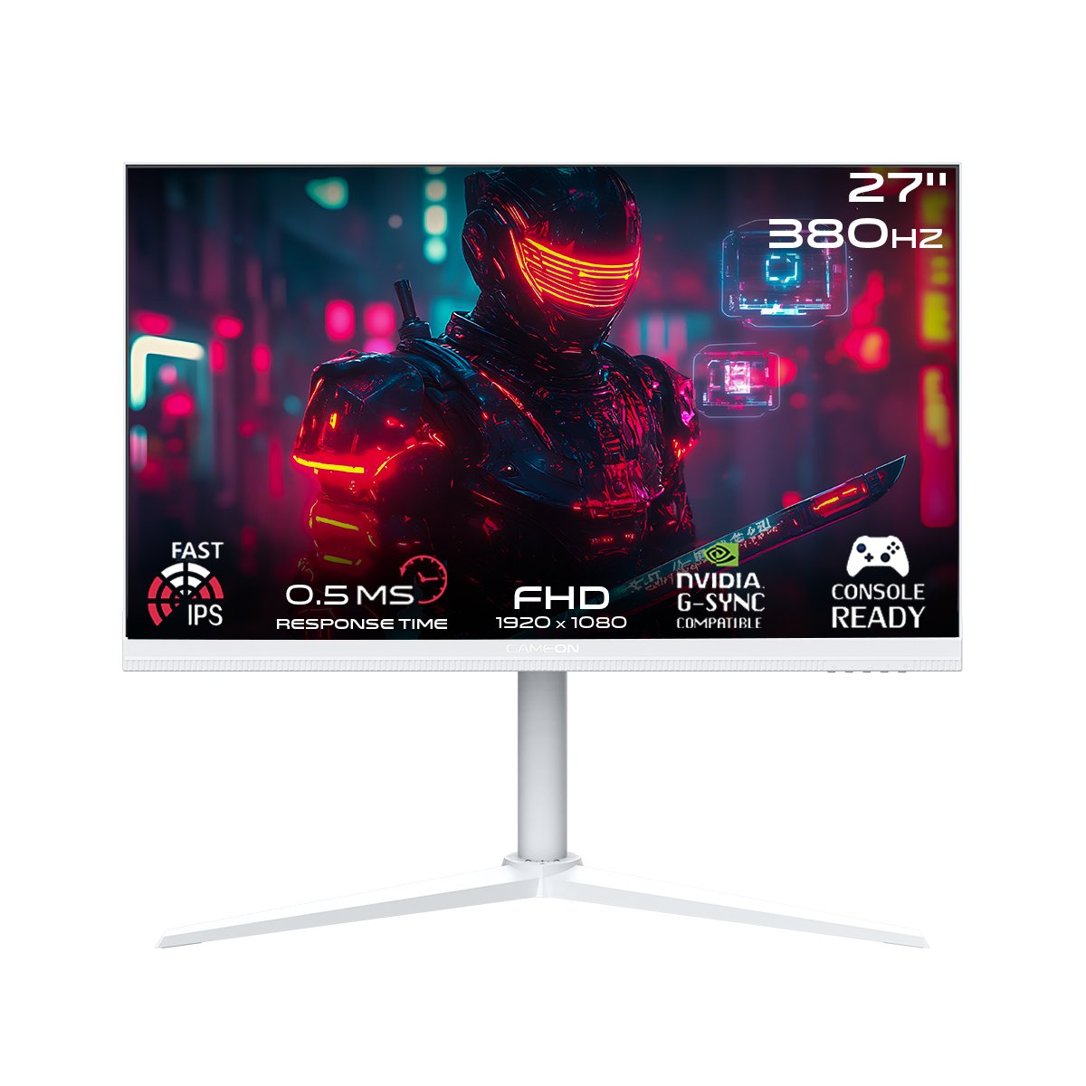 woo-sync-1790315623425-521300 شاشة ألعاب GAMEON GOAP27FHD380IPS Midnight Pro Series 27 بوصة FHD 1920x1080، معدل تحديث 380 هرتز، وقت استجابة 0.5 مللي ثانية، HDMI 2.1، IPS - أبيض - الصورة 1