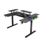 جاماكس P203 طاولة ألعاب وورك ستيشن كاربون فايبر RGB مع رفوف متعددة المستويات وماوس باد مقاس 160x100x74 سم - أسود (غير شامل التركيب)