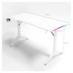 طاولة ألعاب 110 سم سطح كاربون فايبر مع إضاءة RGB وحوامل أكواب وسماعات - ابيض - Image 5