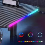 طاولة ألعاب 110 سم سطح كاربون فايبر مع إضاءة RGB وحوامل أكواب وسماعات - اسود - Image 3