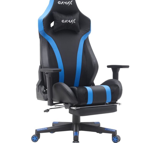 Gamax BS-7012 Gaming Chair with Footrest - Black and Blue (Assembly Not Included)