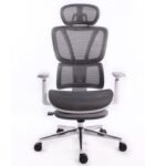 Black Bull UMGC6002B mesh office and gaming Chair With footrest , adjustable Headrest up & down  3D armrest  , load weight: 130kg ,white / Gray (Assembly not Included)