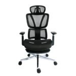 Black Bull UMGC 6003 Mesh Office and Gaming Chair with footrest, up/down-adjustable headrest, and 3D armrests; weight capacity: 130 kg - Black (assembly not included)