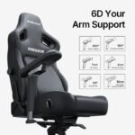 ⁦كرسي الألعاب AndaSeat New Kaiser 4 مع مساند ذراع 6D – جلد PVC فاخر – مقاس كبير (L) – لون اسود⁩ - الصورة ⁦11⁩