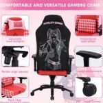 كرسي ألعاب من GAMEON مع مسند ذراع 4D قابل للتعديل وقاعدة معدنية - هارلي كوين ( غير شامل التركيب ) - Image 6