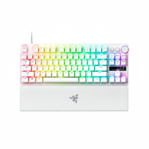 Razer Huntsman V3 Pro (No Numpad) with 8,000 Hz polling rate, eSports gaming keyboard with optical mechanical switches, white edition, RZ 03-04981700-R3M1