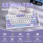 ⁦لوحة مفاتيح ميكانيكية ATTACK SHARK X820 Ultra Tri-Mode 75% Gasket - Star White Lavender + Shark Switch⁩ - الصورة ⁦5⁩