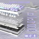 ⁦لوحة مفاتيح ميكانيكية ATTACK SHARK X820 Ultra Tri-Mode 75% Gasket - Star White Lavender + Shark Switch⁩ - الصورة ⁦6⁩
