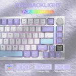 ⁦لوحة مفاتيح ميكانيكية ATTACK SHARK X820 Ultra Tri-Mode 75% Gasket - Star White Lavender + Shark Switch⁩ - الصورة ⁦9⁩