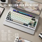 ⁦لوحة مفاتيح ميكانيكية لاسلكية ATTACK SHARK X66 60% مع أغطية مفاتيح PBT مطبوعة جانبيًا - Cheese White⁩ - الصورة ⁦6⁩
