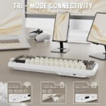 ⁦لوحة مفاتيح ميكانيكية لاسلكية ATTACK SHARK X66 60% مع أغطية مفاتيح PBT مطبوعة جانبيًا - Cheese White⁩ - الصورة ⁦8⁩