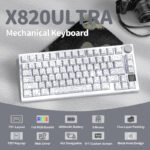 ⁦لوحة مفاتيح ميكانيكية ATTACK SHARK X820 Ultra Tri-Mode 75% Gasket - White Contours + Shark Switch⁩ - الصورة ⁦5⁩