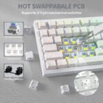 ⁦لوحة مفاتيح ميكانيكية ATTACK SHARK X820 Ultra Tri-Mode 75% Gasket - White Contours + Shark Switch⁩ - الصورة ⁦8⁩