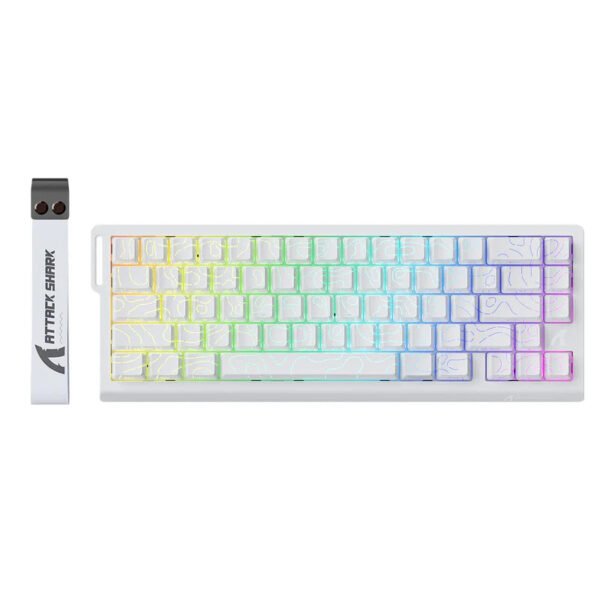 ATTACK SHARK X68 Wired Keyboard 60% HE Rapid Trigger with 8 kHz Response (Magnetic Switches) - White Contours Pattern Shine