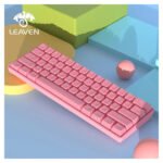 Leaven K28 - كيبورد ألعاب ميكانيكي RGB بلوتوث – وردي – مفاتيح Blue Switch - Image 2