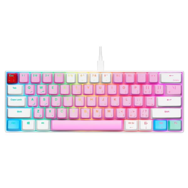 لوحة مفاتيح صغيرة احترافية من GAMERTEK GK60 - حلوى القطن