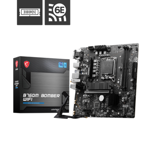MSI P760M Bomber Wi-Fi Motherboard with DDR5 memory in the Micro ATX form factor