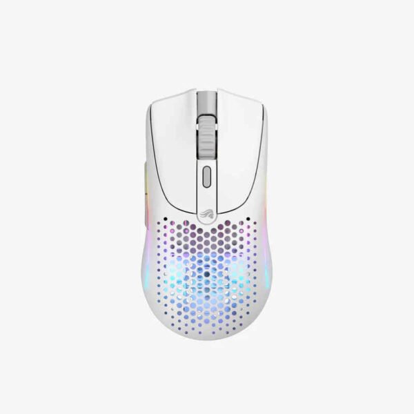 ماوس ألعاب Glorious Model O 2 Mini لاسلكي خفيف الوزن يمكن استخدامه بكلتا اليدين 57جرام  - أبيض