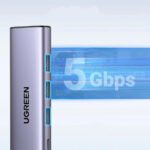 يوجرين 5 في 1 هاب USB-C مع HDMI 4K و3 منافذ USB-A وتوصيل طاقة 100 واط – لأجهزة MacBook وiPad وSurface وXPS وThinkPad - Image 5